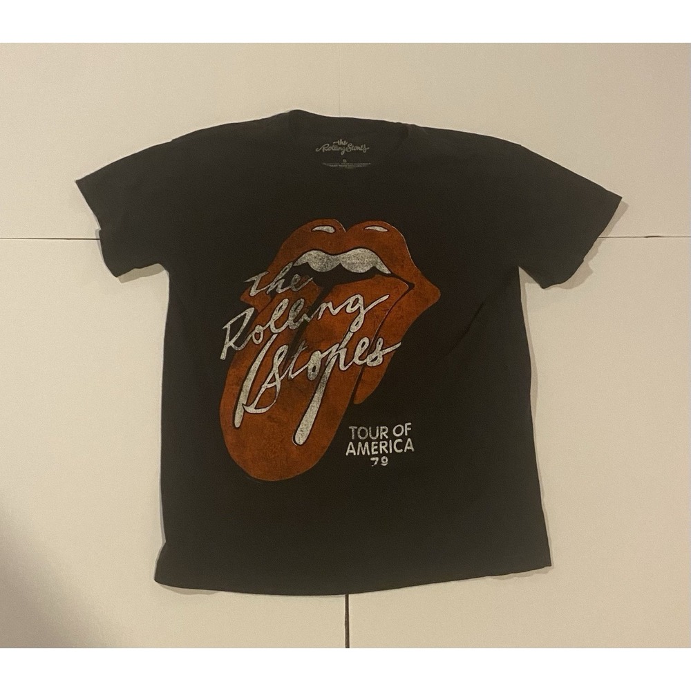 Rolling Stones Tour of America 79 T Shirt Mens Black Short Sleeve Band Tee S
